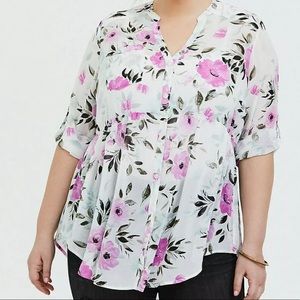 Torrid Floral Semi-Sheer Top